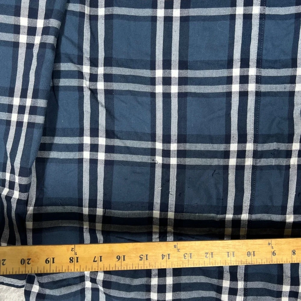 ATG Wrangler Mens 2XL Blue Plaid Flannel Shirt Elbow Patches Outdoor Utility